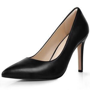 Ankis High Heel Women's Pumps, Black Sliver White Blue Heels Closed Toe, Pointe
